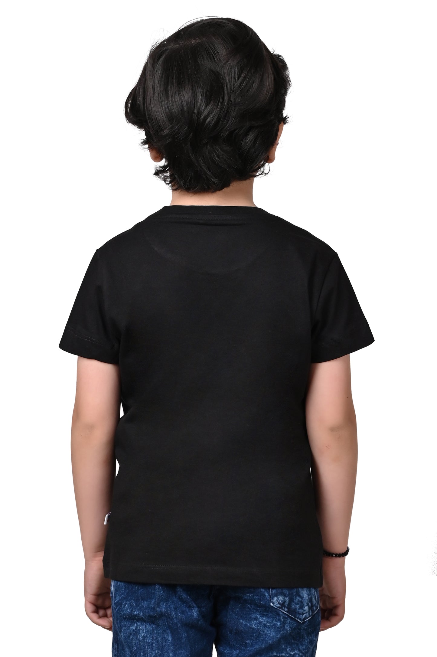 Black Cotton T-Shirt for Boys Graphic Print