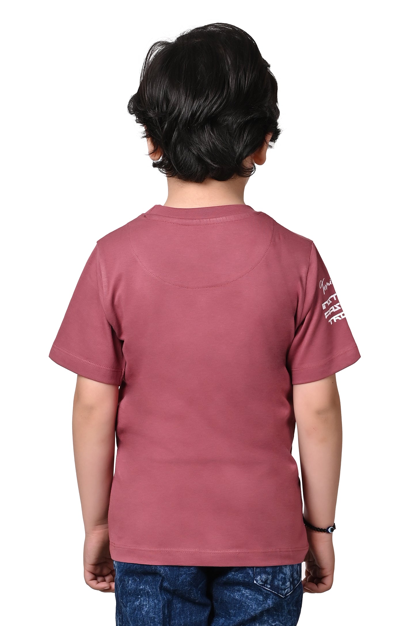 Couleur Pink Printed Casual Half Sleeves Boys T-Shirt