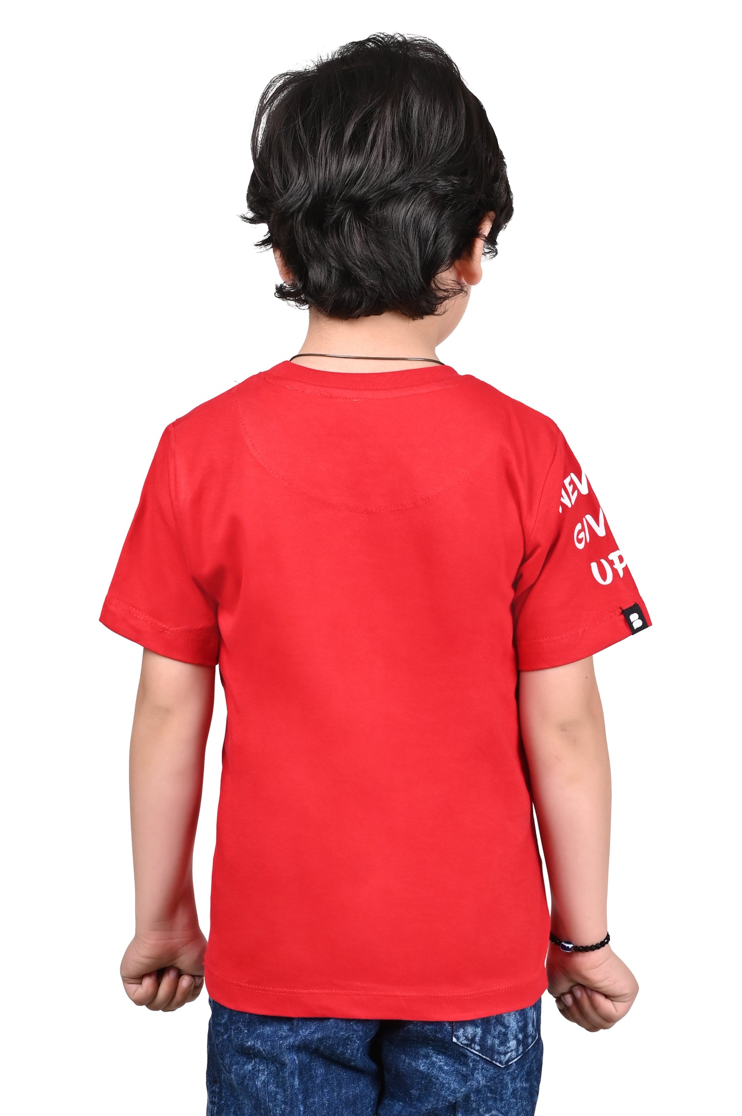 Red and White Boys Printed T-Shirt Cotton Regular Fit