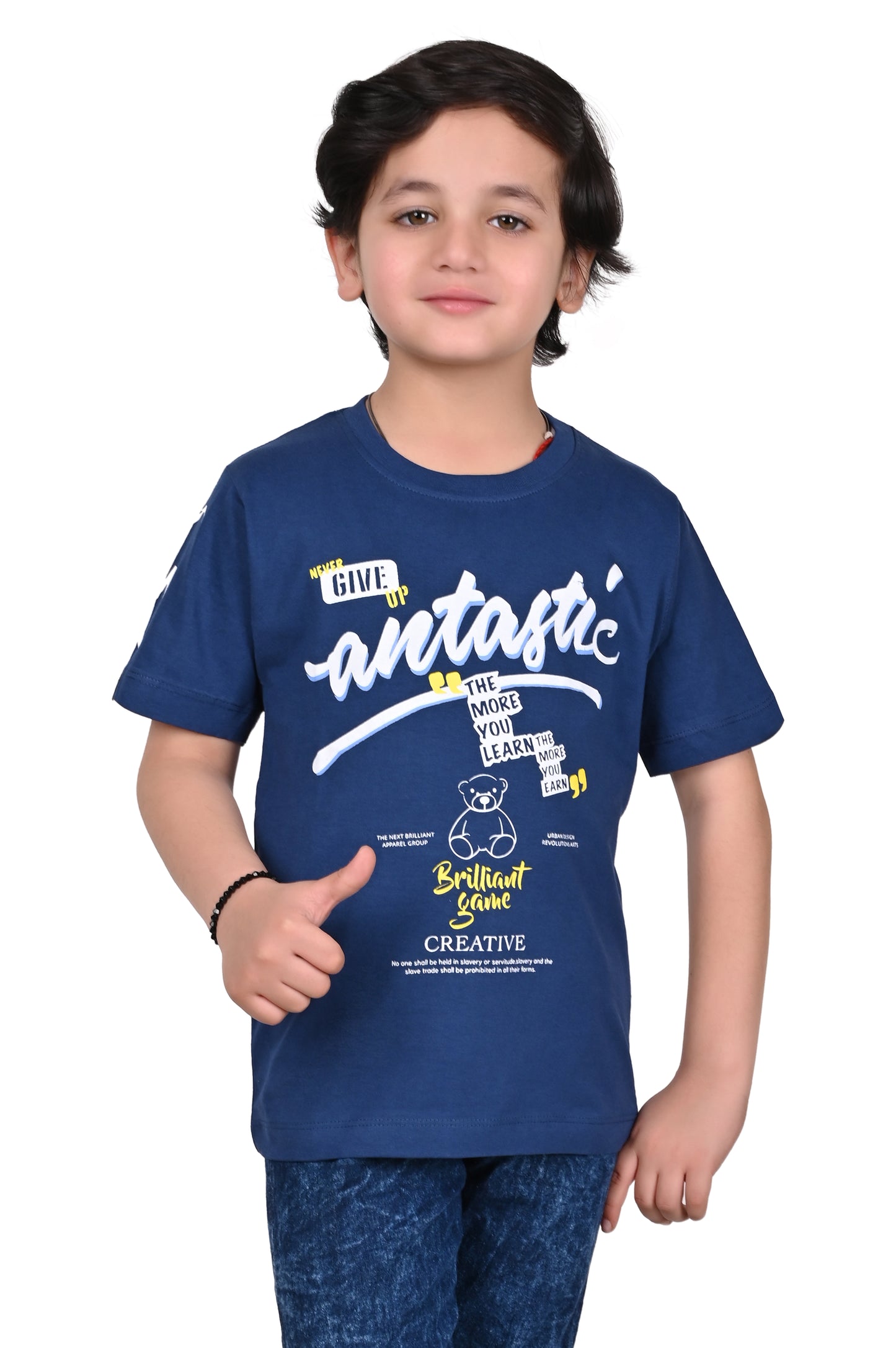 Royal Blue Printed Boys T-Shirt Casual Half Sleeves