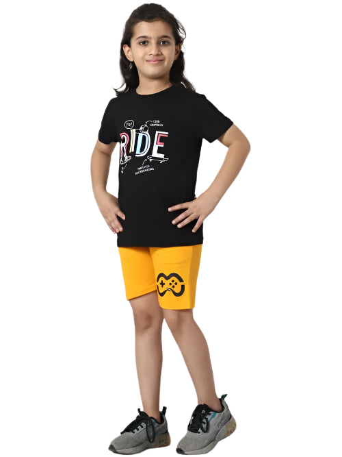 Black and Yellow  Boys Regular Co Ord-Set