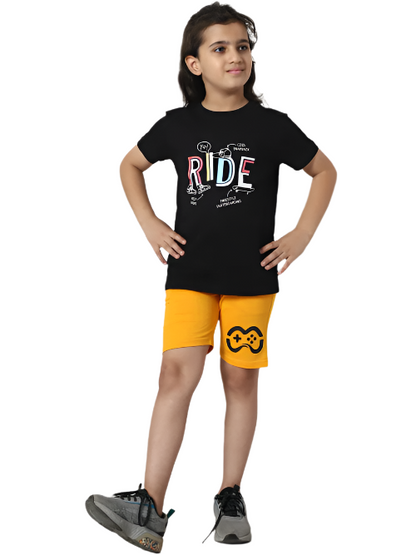 Black and Yellow  Boys Regular Co Ord-Set