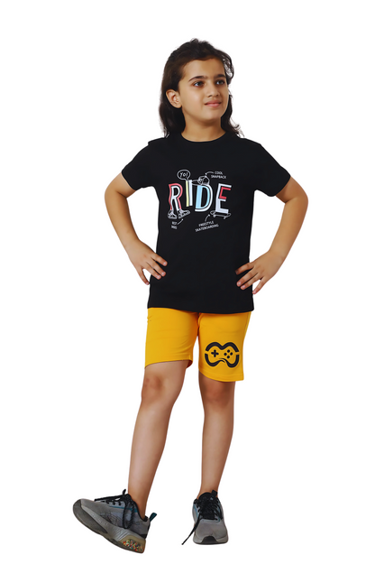 Yellow  and black Yellow  Boys Co Ord-Set