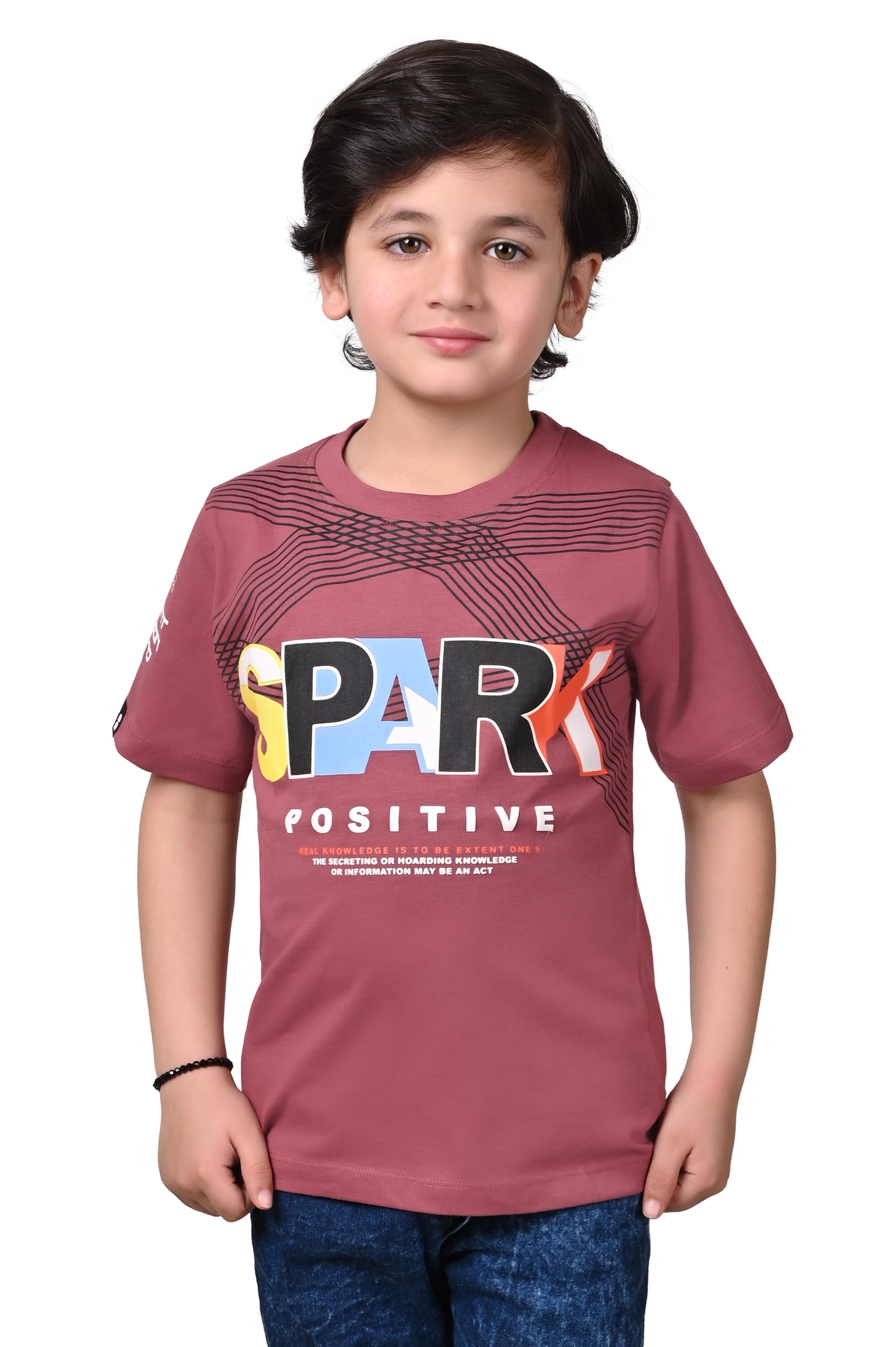 Couleur Pink Printed Casual Half Sleeves Boys T-Shirt