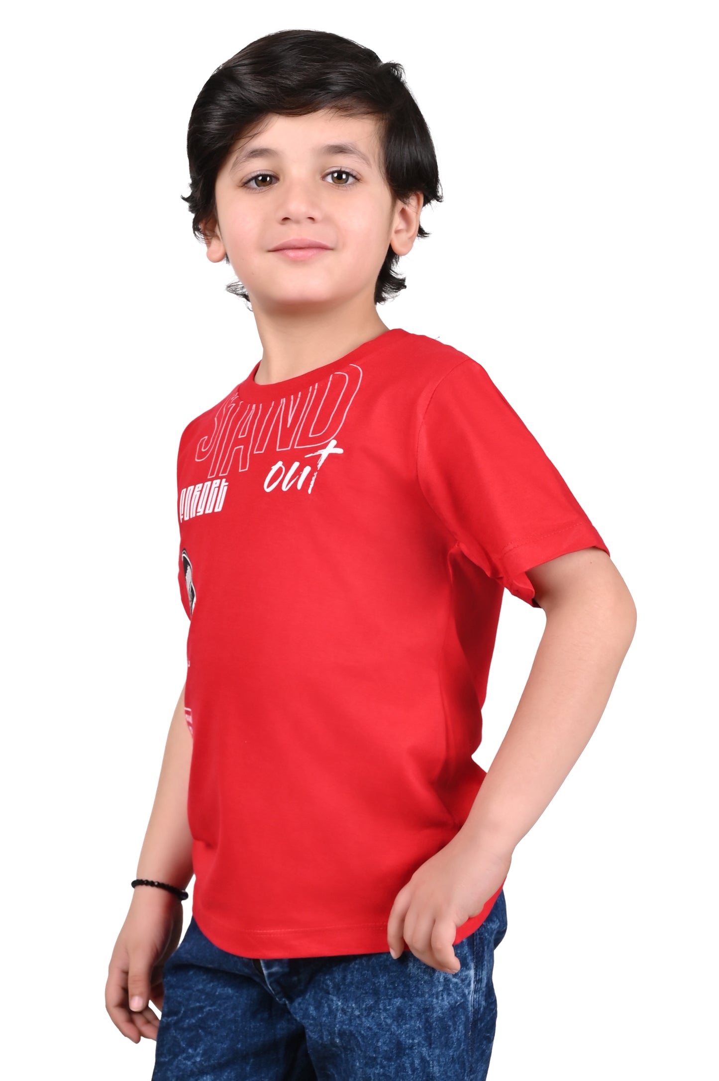 Red and White Boys Printed T-Shirt Cotton Regular Fit