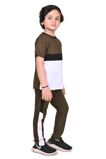 Warm Gary and White  PrintedBoys Co Ord-Set