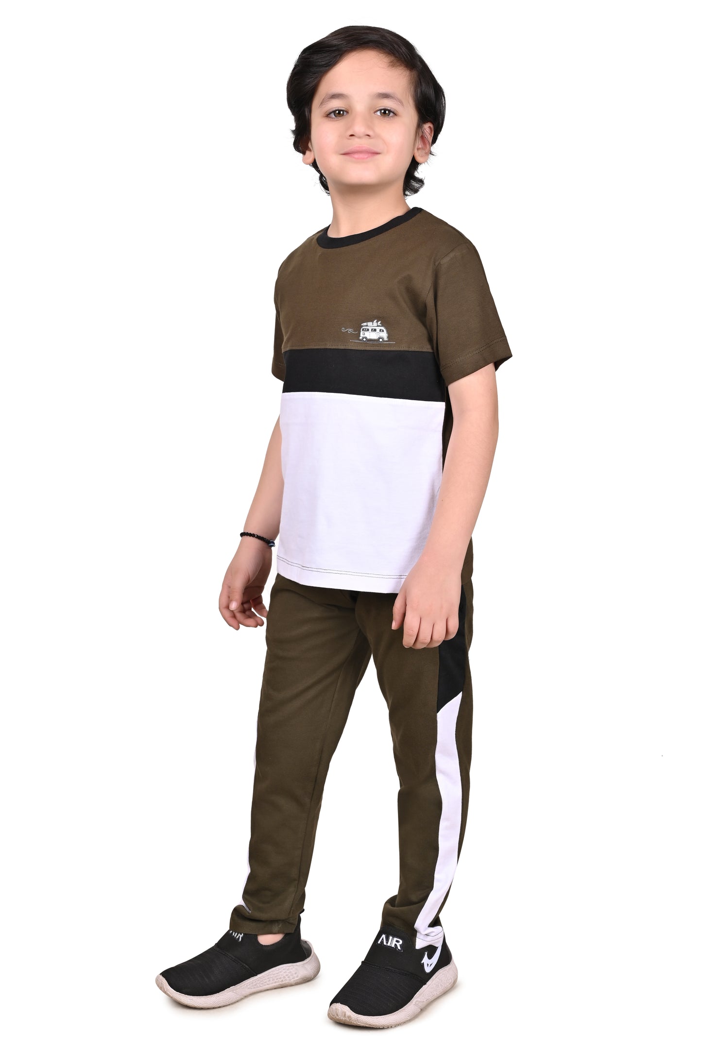 Warm Gary and White  PrintedBoys Co Ord-Set