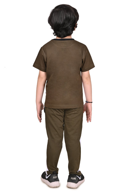 Warm Gary and White  PrintedBoys Co Ord-Set
