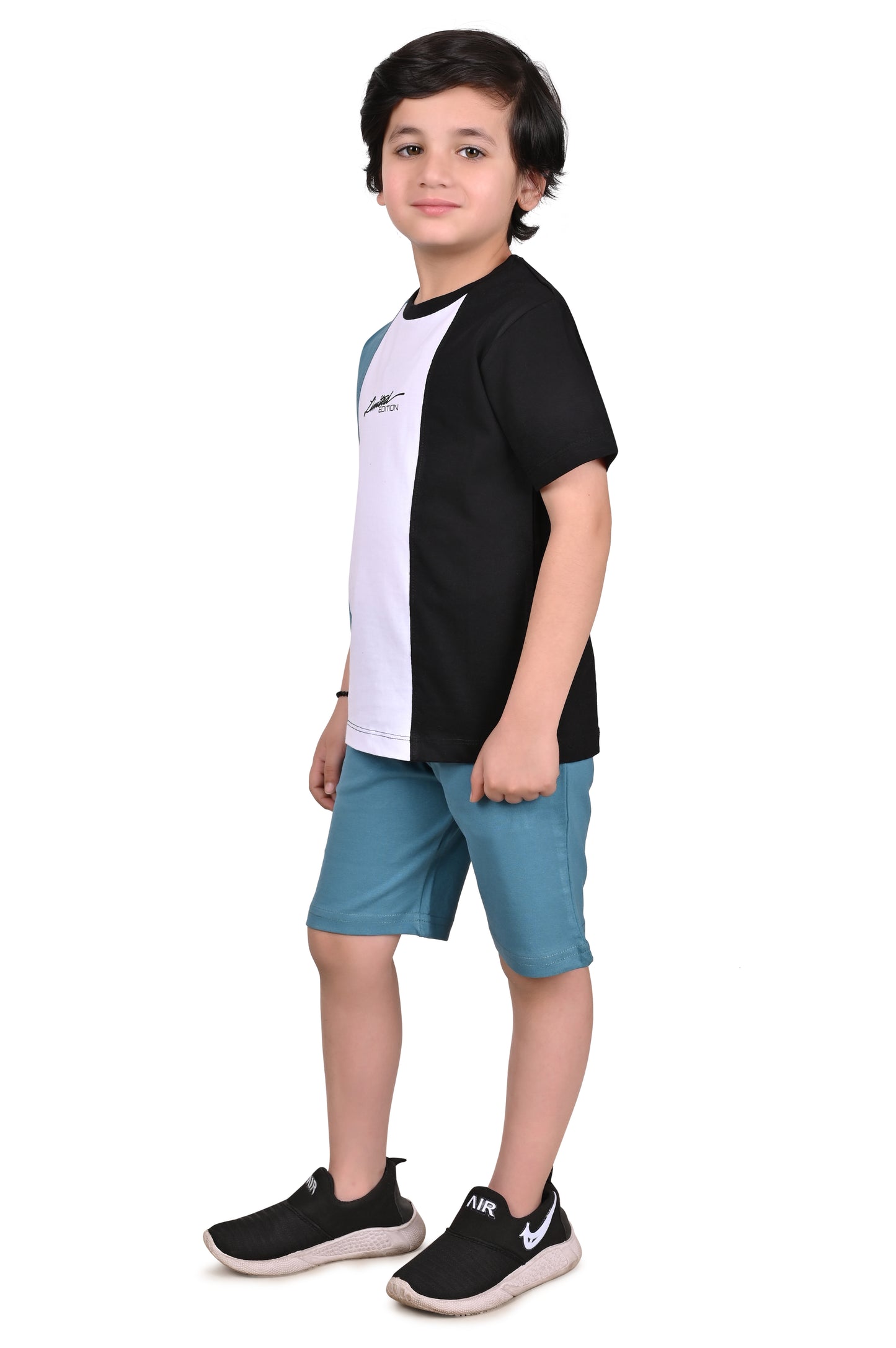 Blue and white  Mix Boys Regular Co-Ord Set