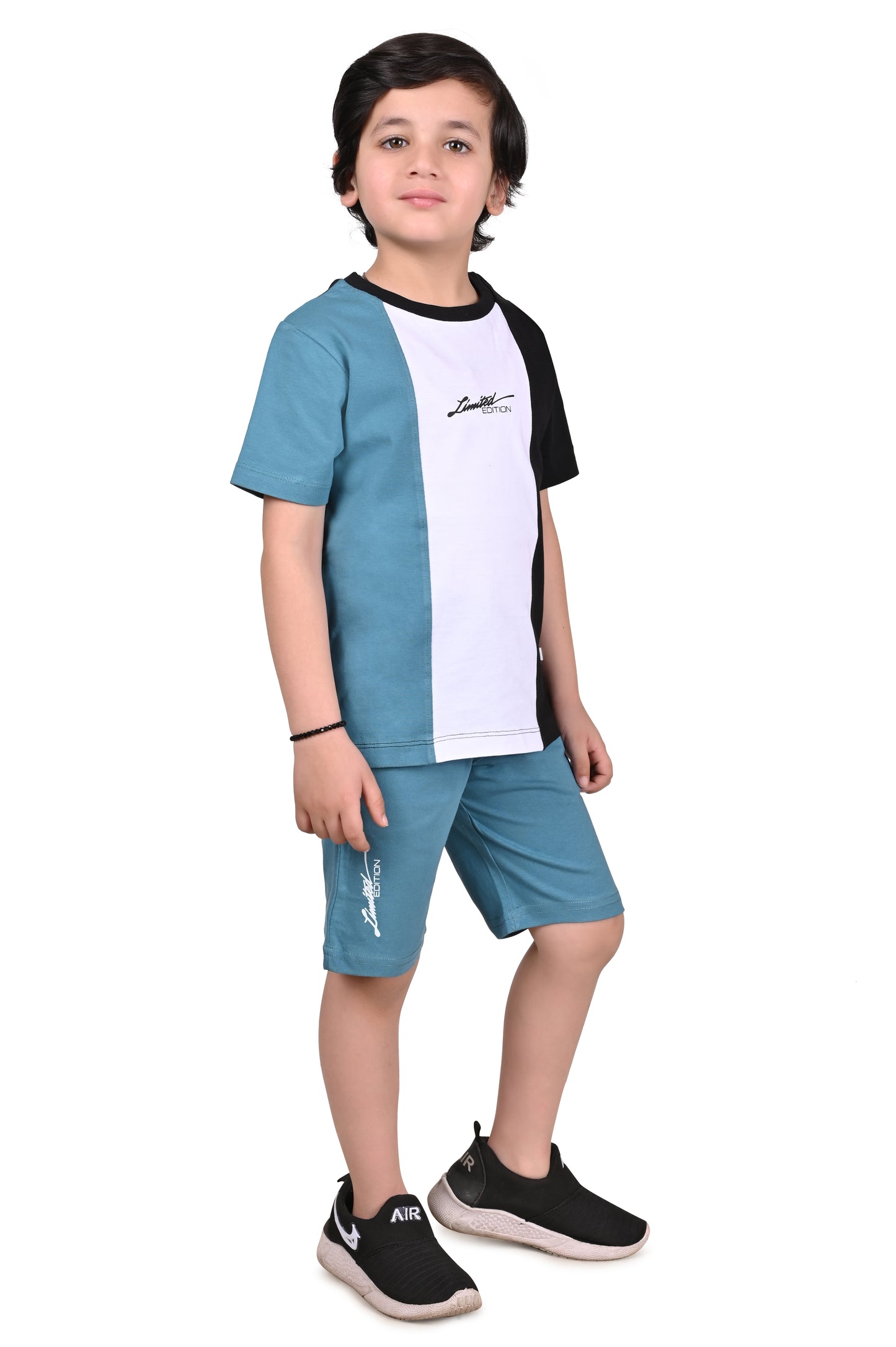 Blue and white  Mix Boys Regular Co-Ord Set