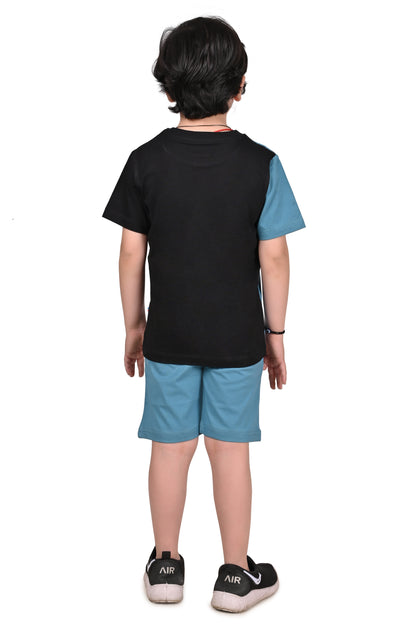 Blue and white  Mix Boys Regular Co-Ord Set