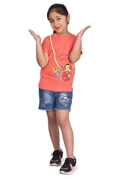 Peach Printed T-Shirt