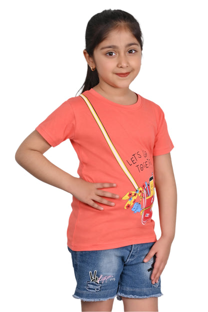 Peach Printed T-Shirt